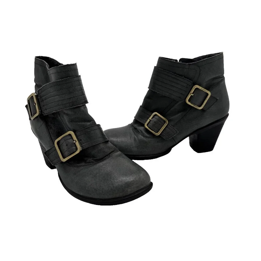 MIZ MOOZ Size 8 Gray Women Evan Leather Zippered Ankle Boots Booties - Picture 2 of 15